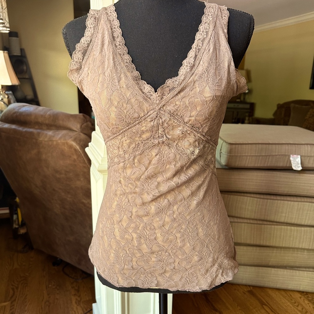Taupe lace top